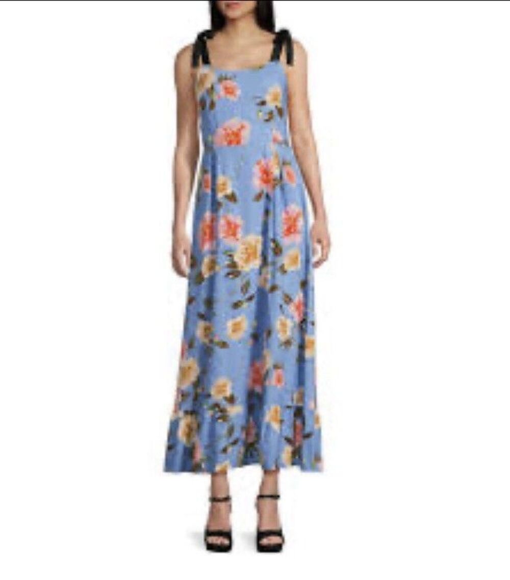 GB Floral Maxi Dress Size Small Blue Coquette Feminine Demure Romantic Garden